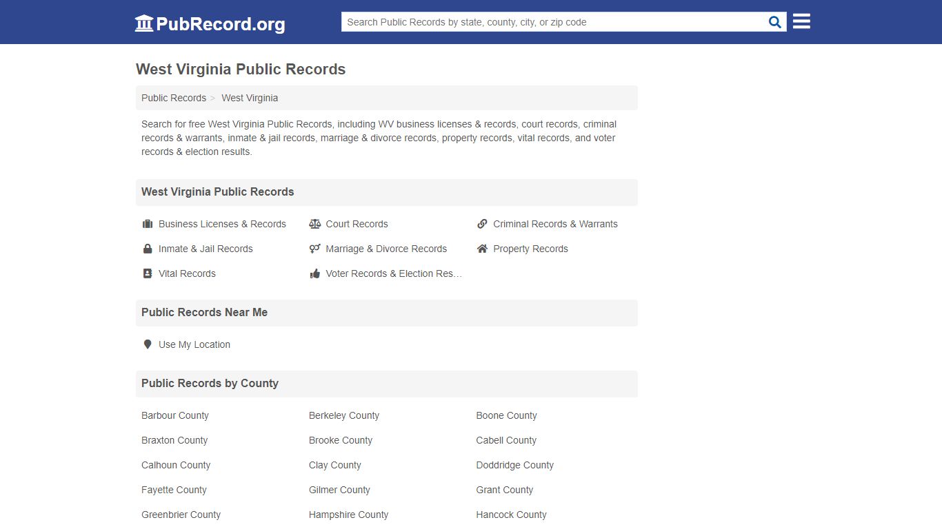 Free West Virginia Public Records - pubrecord.org